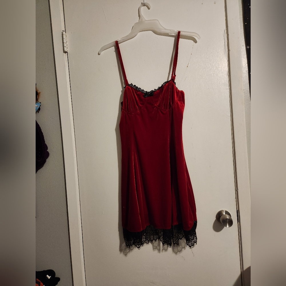 Red velvet dress